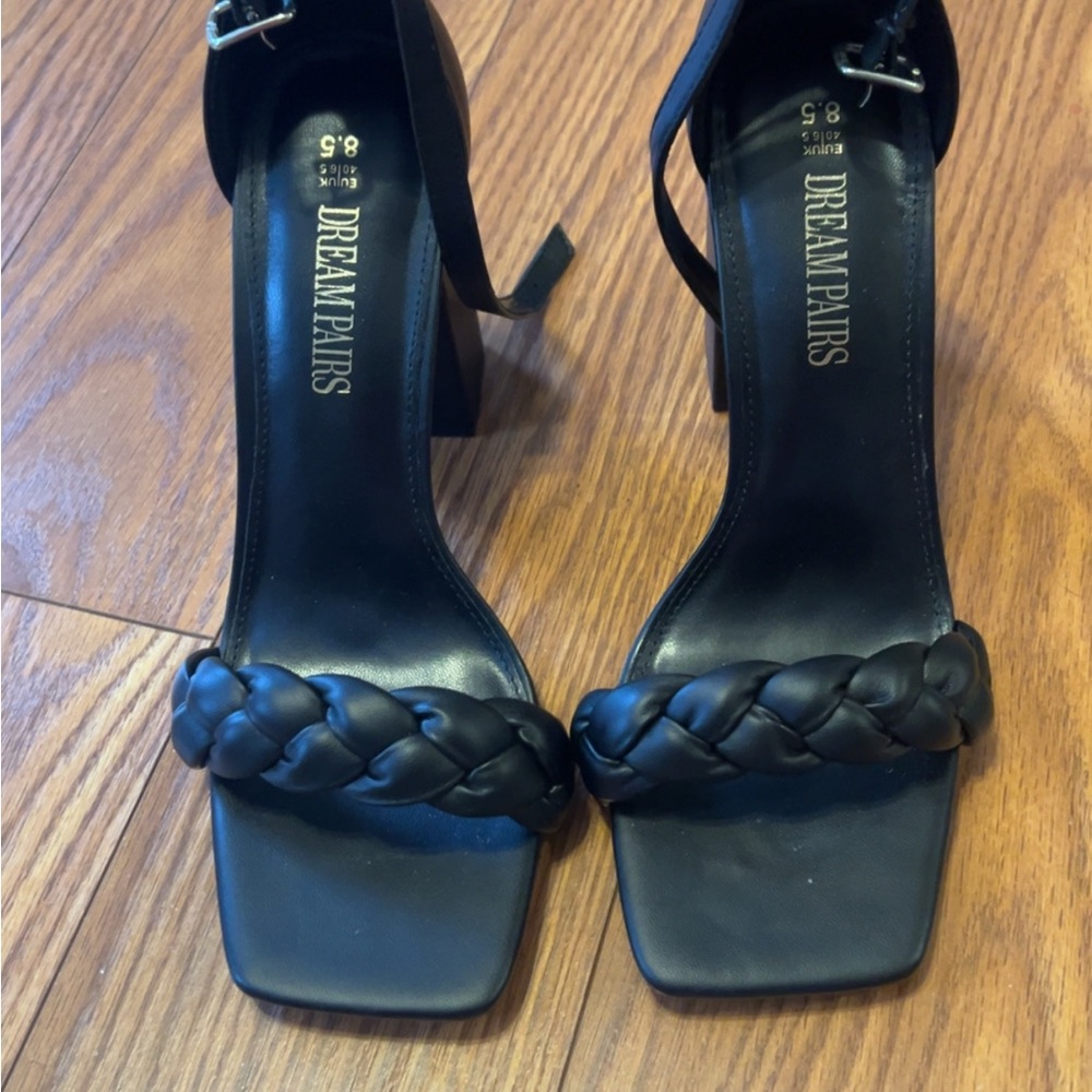 Dream Pairs Black Braided Strap Heels